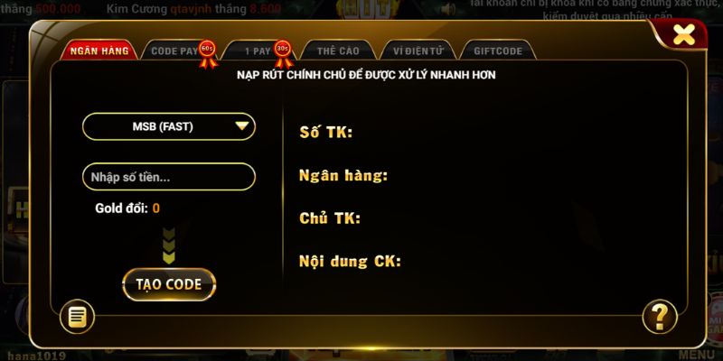 Hướng dẫn Nạp Tiền nhà cái HitClub - Cách Thức Đơn Giản và Nhanh Chóng